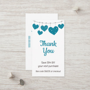 Teal Heart Garland Rabattkort