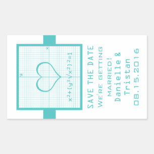 Teal Heart Math Graph Spara datummarkörer Rektangulärt Klistermärke