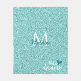 Teal Heart Sweet Dreams Dekorativ kudde Fleecefilt