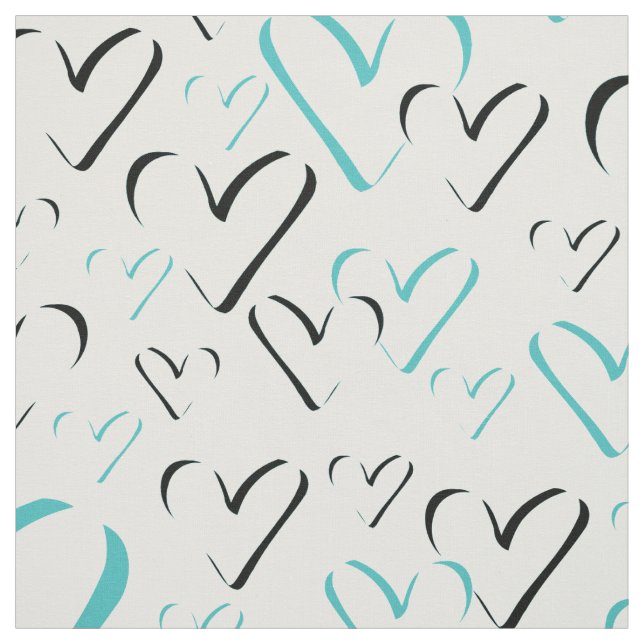 Teal Hearts Calligraphy Minimalist Heart Shapes Tyg (Provkarta)