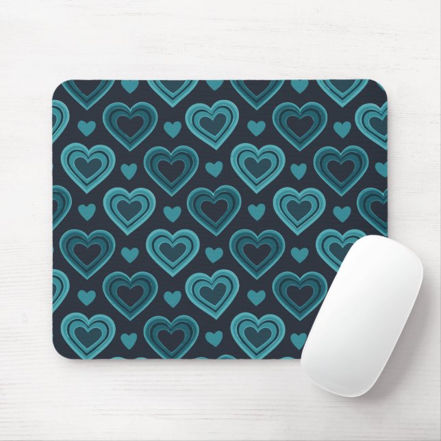 Teal Hearts Musmatta (Med mus)