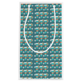 Teal Helgdag Coffee Mönster Small Gift Bag