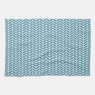 Teal Herringbone Kökshandduk