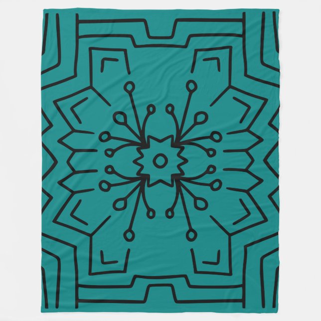 Teal hexagon deco fleecefilt (Framsidan)