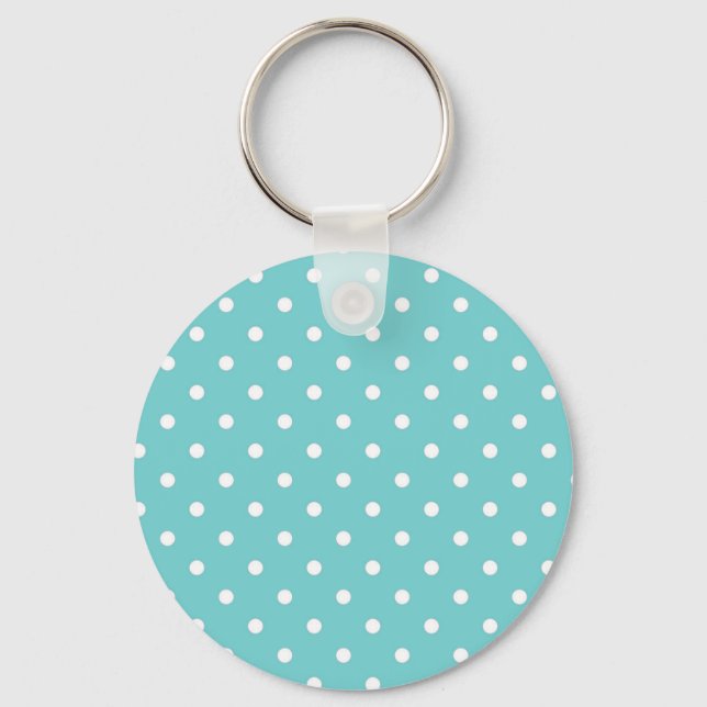 Teal Himlar Polka Dot Keychain Nyckelring (Framsida)