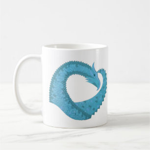 Teal hjärtdragning på vitt kaffemugg