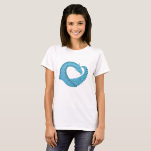 Teal hjärtdragning på vitt t shirt