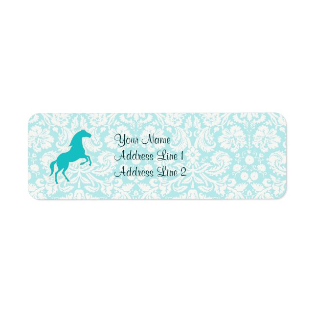 Teal Horse Returadress Etikett (Framsidan)