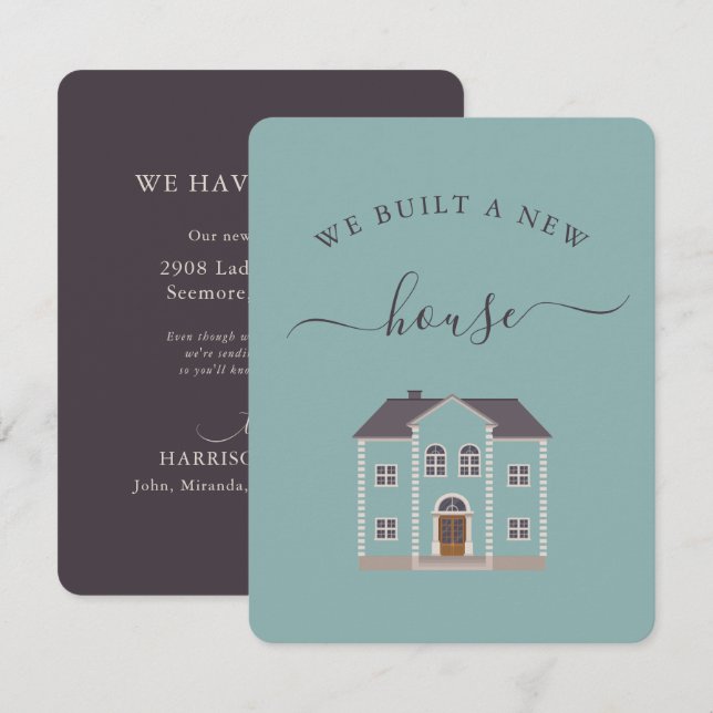 Teal House Vi Byggde ett nytt meddelande från huse (Fram/baksida)