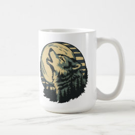Teal Howling Wolf Moon Art Kaffemugg