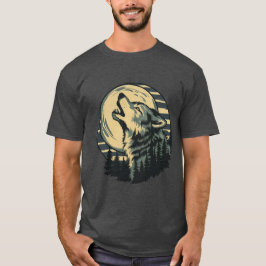 Teal Howling Wolf Moon Art T Shirt