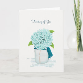 Teal Hydrangea Thinking Kort