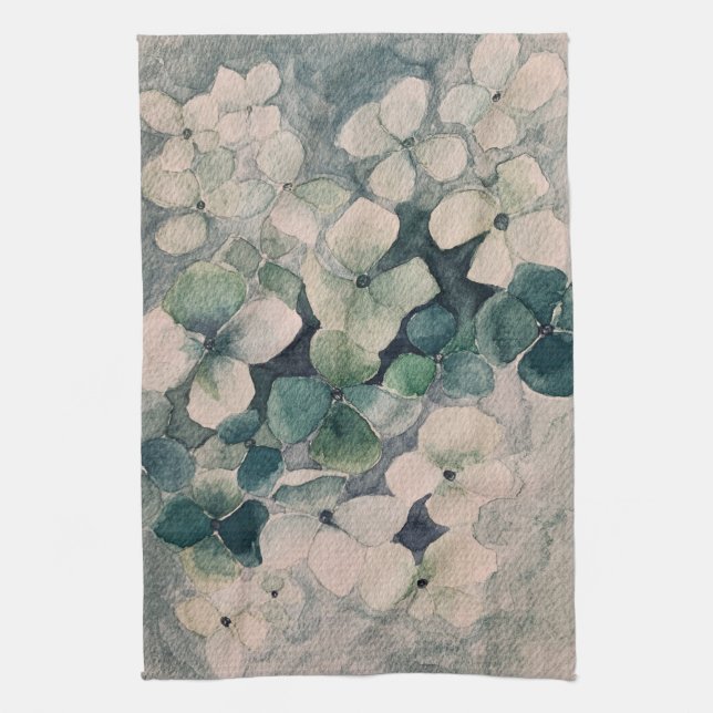Teal Hydrangeas Kitchen Towel Kökshandduk (Vertikal)