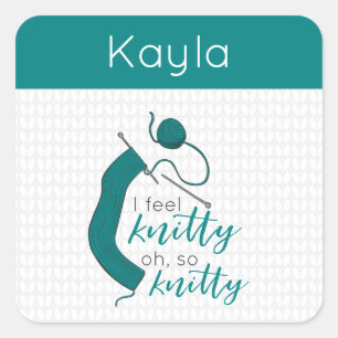 Teal I känner Knitty.. Fyrkantigt Klistermärke