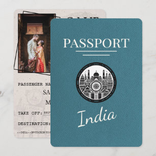 Teal India Passport Save-datum Spara Datumet