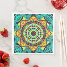 Teal Indian Mandala Pappersservett