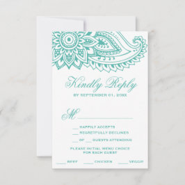 Teal Indian Paisley Menu Choice OSA kort