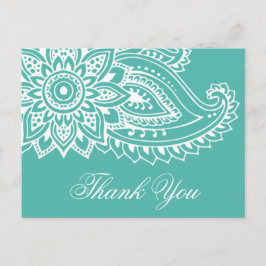 Teal Indian Paisley Tack Vykort