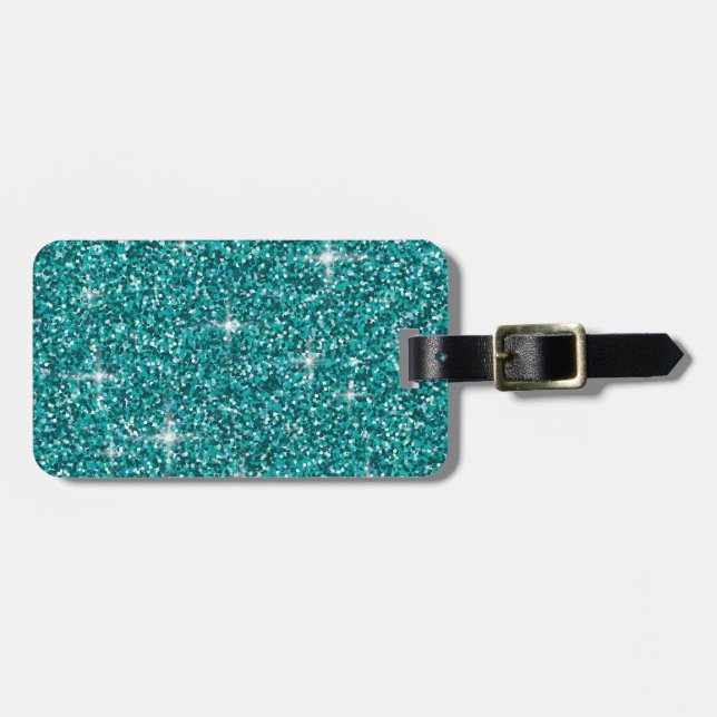 Teal iridescent glitter bagagebricka (Horisontell Framsida)