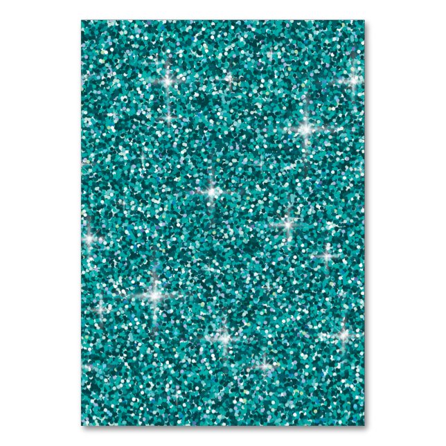 Teal iridescent glitter bordsnummer (Framsidan)