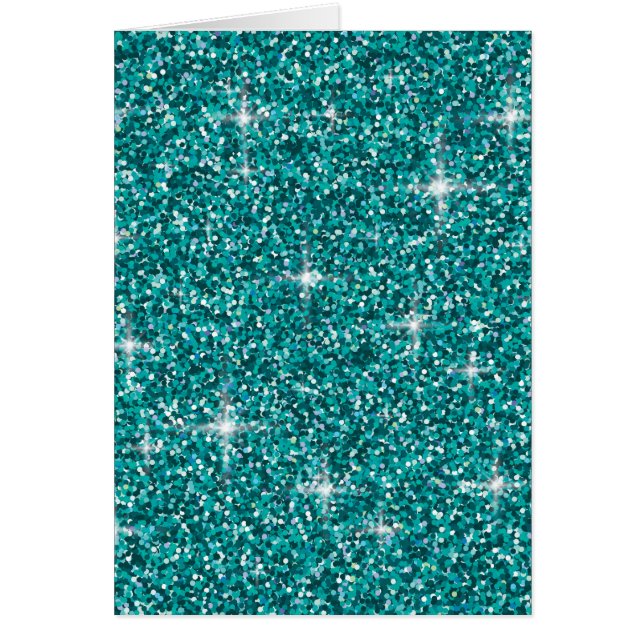 Teal iridescent glitter hälsningskort (Framsidan)
