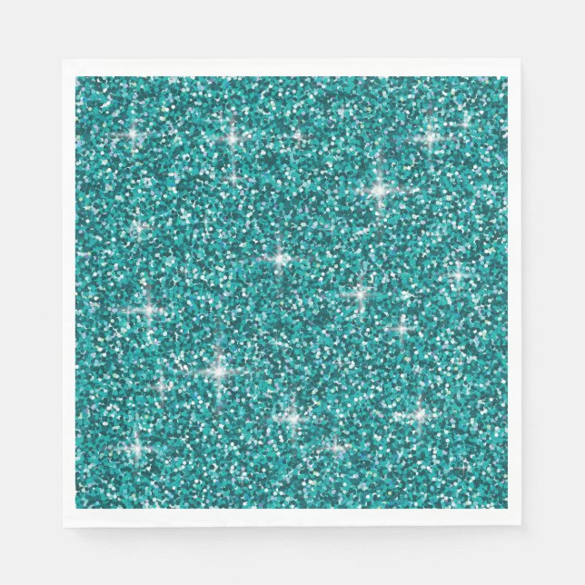 Teal iridescent glitter pappersservett (Framsidan)