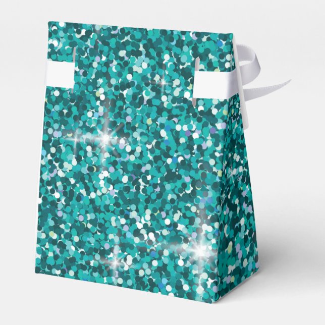 Teal iridescent glitter presentaskar (Baksidan Sidan)