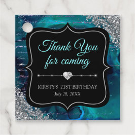 Teal Iridescent Sjöjungfru Brev Födelsedagsfest Gåvor Etiketter