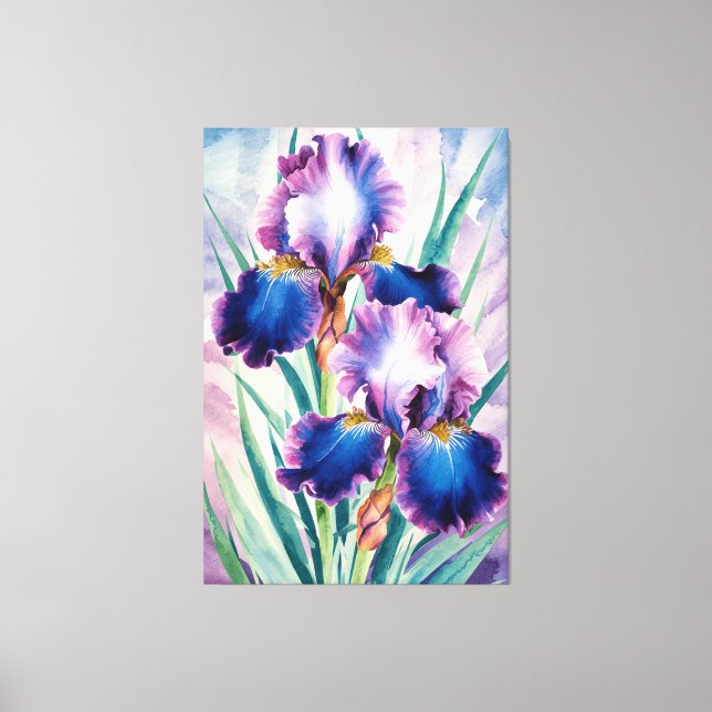 *~* Teal Iris Flower Artsy Iris Painting AP84 Canvastryck (Framsida)