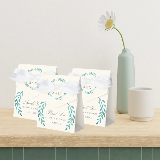 Teal Ivory Simple Modern Wandan Bröllop Presentaskar (Skapare uppladdad)