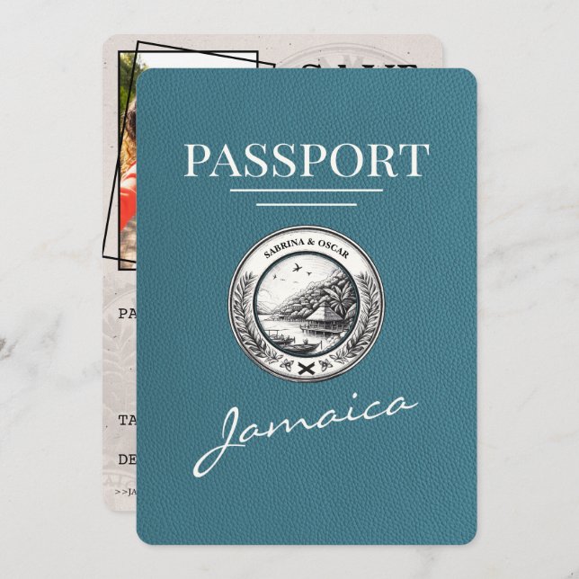 Teal Jamaica Passport Spara datum Spara Datumet (Fram/baksida)