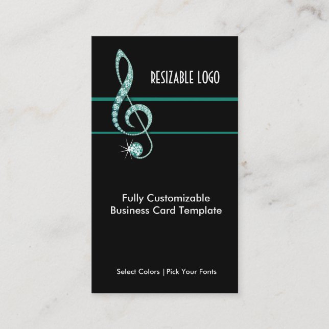 Teal Jewel Teal - Music Rhinestone Visitkort (Framsida)