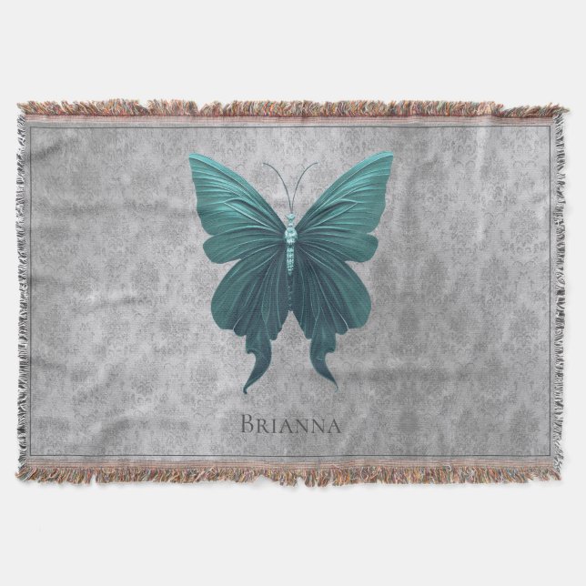 Teal Jeweled Butterfly Filt (Framsidan)