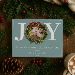 Teal Joy jul Utandning Foto Julkort