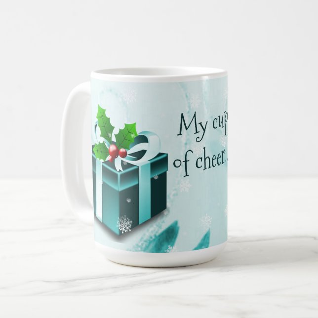 Teal jul Gift Coffee Mugg (Framsida vänster)