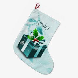 Teal jul Gift Stocking Stor Julstrumpa