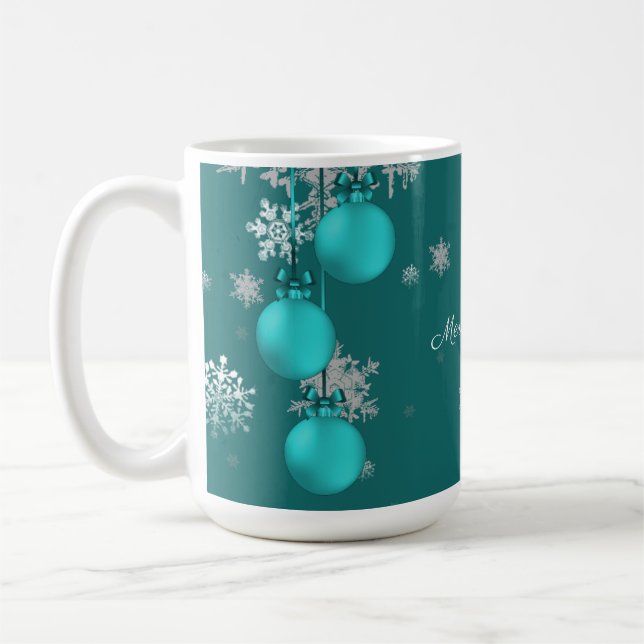 Teal jul Ornaments Mugg (Vänster)