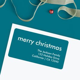 Teal jul | Rökblå minimal Returadress Adressetikett