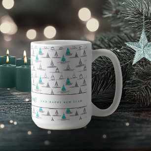 Teal Julgran Mönster#5 ID1009 Kaffemugg
