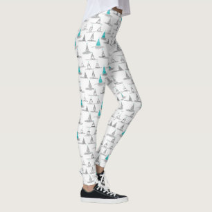 Teal Julgran Mönster#5 ID1009 Leggings