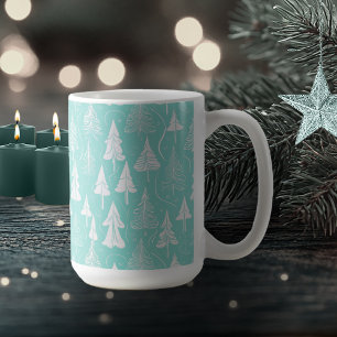 Teal Julgran Mönster#6 ID1009 Kaffemugg