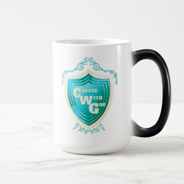 Teal-kaffe med Gud Design Morph Mugg (Höger)