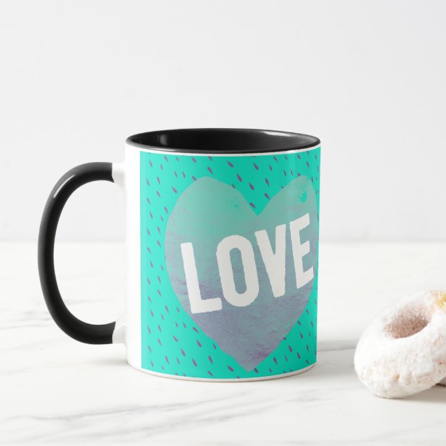 Teal Kärlek Heart Mugg (Med munk)