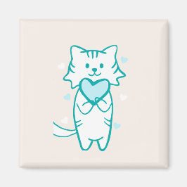 Teal Kattunge Magnet