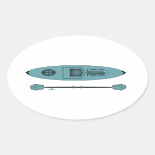 Teal Kayak Oval Sticker Ovalt Klistermärke