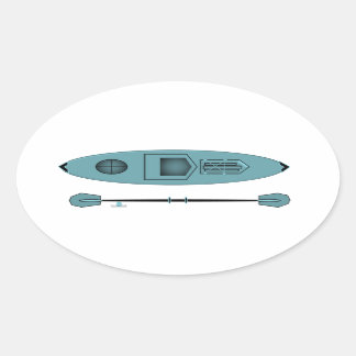 Teal Kayak Oval Sticker Ovalt Klistermärke