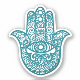 Teal Khamsa Hand Lycka till Klistermärken