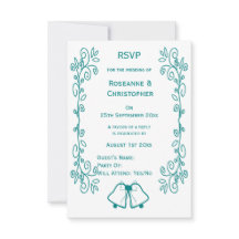 Teal Klockor Scrollwork Design Bröllop