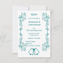 Teal Klockor Scrollwork Design Bröllop OSA Kort