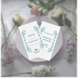 Teal Klockor Scrollwork Design Bröllop Placeringskort